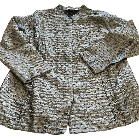 Soft by Avenue Silver Gray Textured Jacket Size 14/16 - Picture 4 of 12